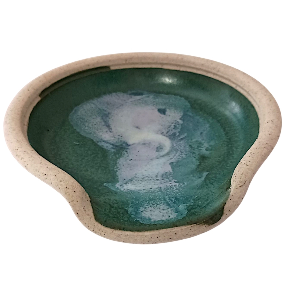 Studio Pottery Spoon Rest Handmade Glazed Farmhouse Trinket Dish Rustic Cabin - Picture 9 of 16